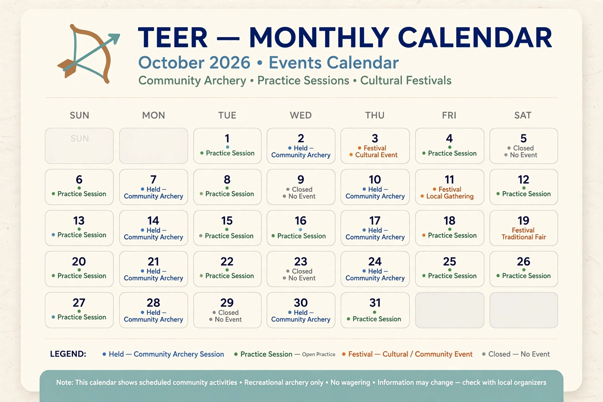 Monthly teer result record for 2026 arranged in a calendar grid