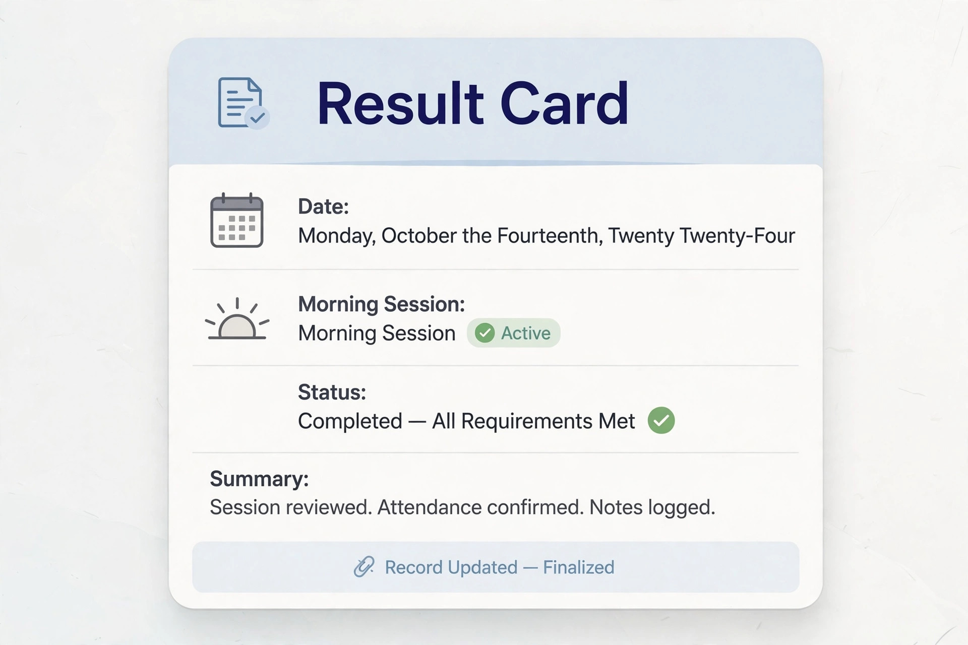 Example of timing and date labels on a morning teer result
